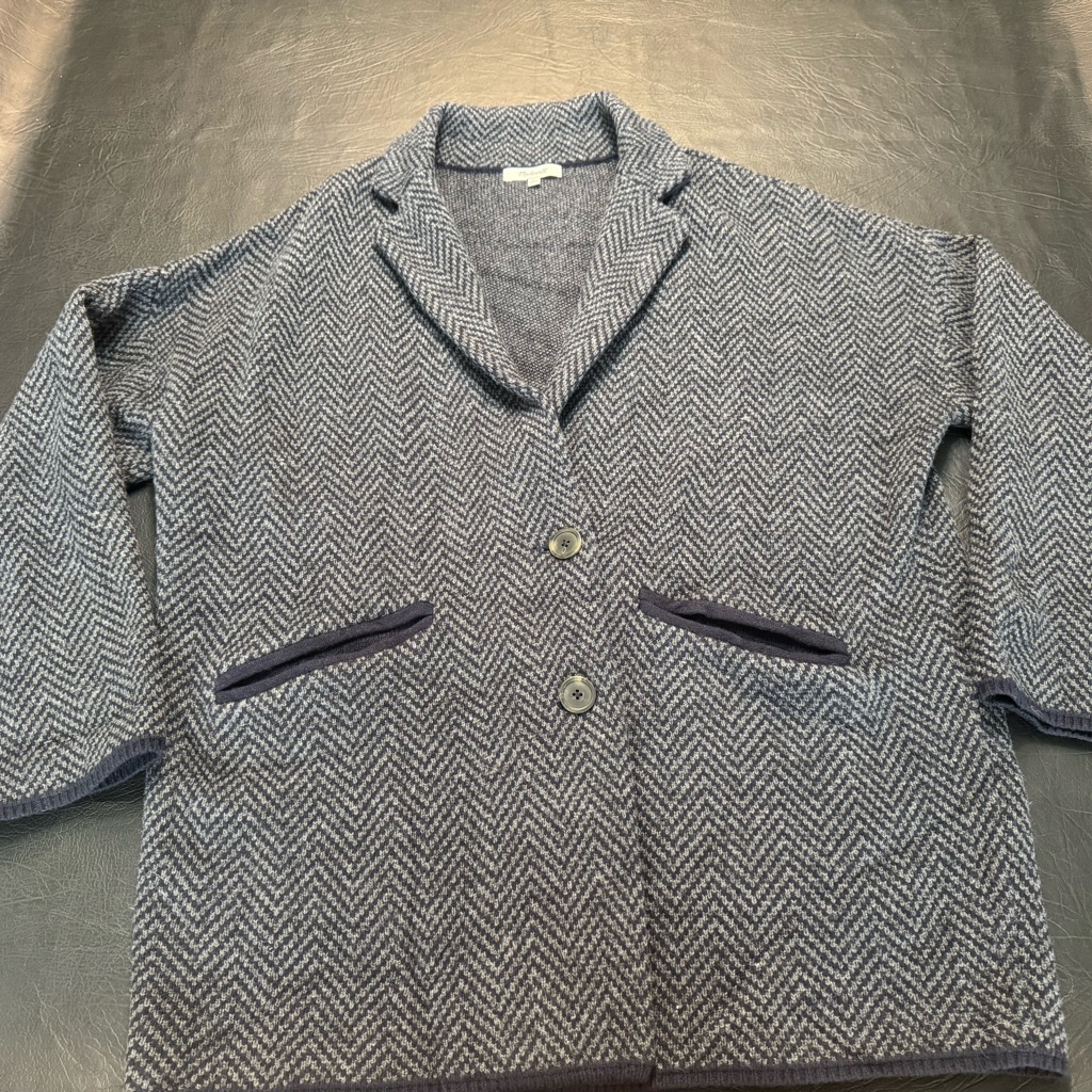 Madewell Merino Wool Herringbone Sweater Coat Blazer Size L Retail $178